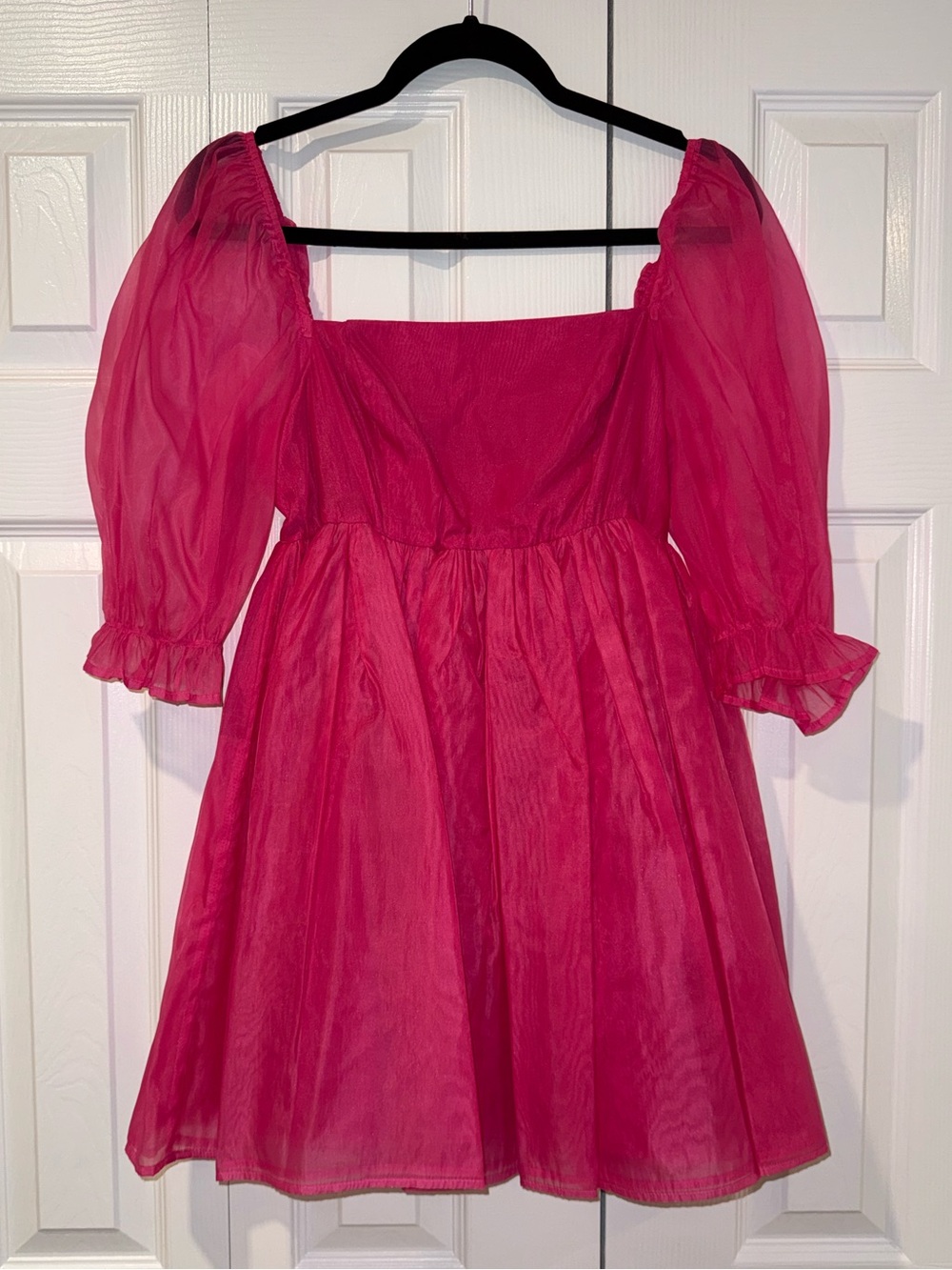 Puff-Sleeve Babydoll Mini Dress